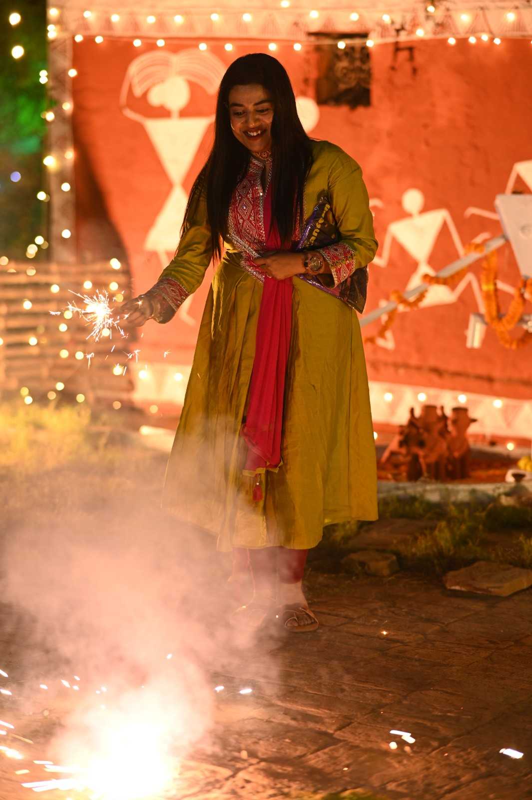 A beautifully lit stage with traditional musicians.